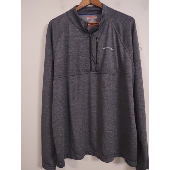 Hawke & Co. Tech-Fibers Athletic Shirt Men's 2XL XXL Long Sleeve Gray Mock Neck - Picture 1 of 7